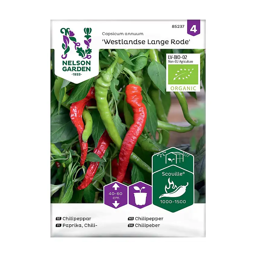Frö Chilipeppar Nelson GardenWestlandse Lange Rode