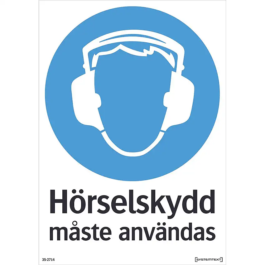 Skylt SystemtextHörselskydd 210x297 mm Plast