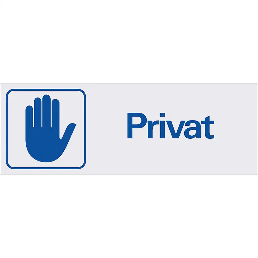 Skylt SystemtextPrivat 225x80 mm Aluminium