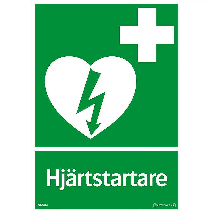 Skylt SystemtextHjärtstartare 210x297 mm Plast