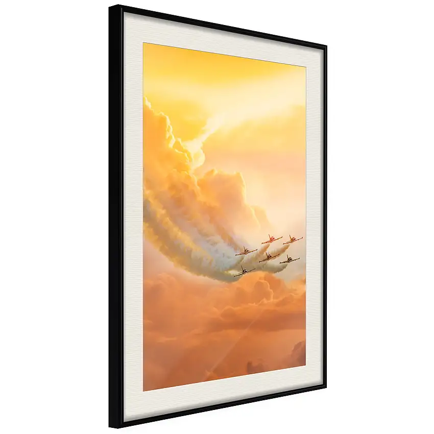 Poster ArtgeistAffisch Airplanes in the CloudsSvart ram med passepartout, 30x45 cm