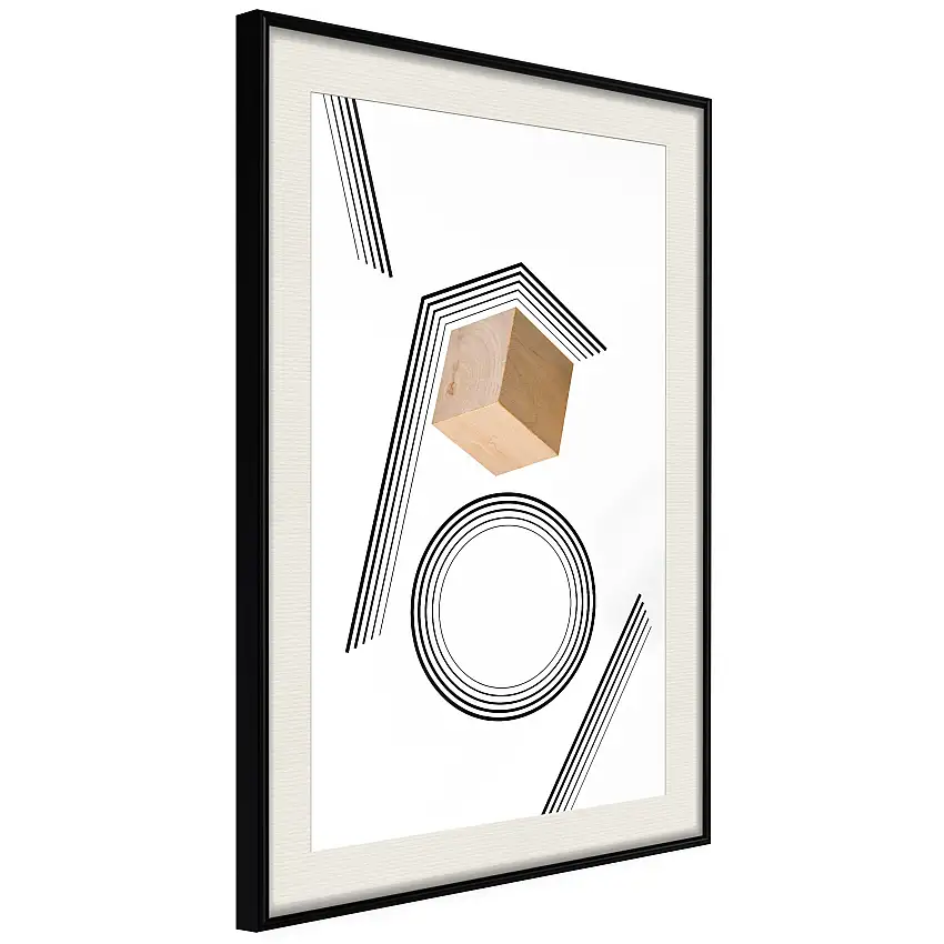Poster ArtgeistAffisch Wooden CubeSvart ram med passepartout, 30x45 cm