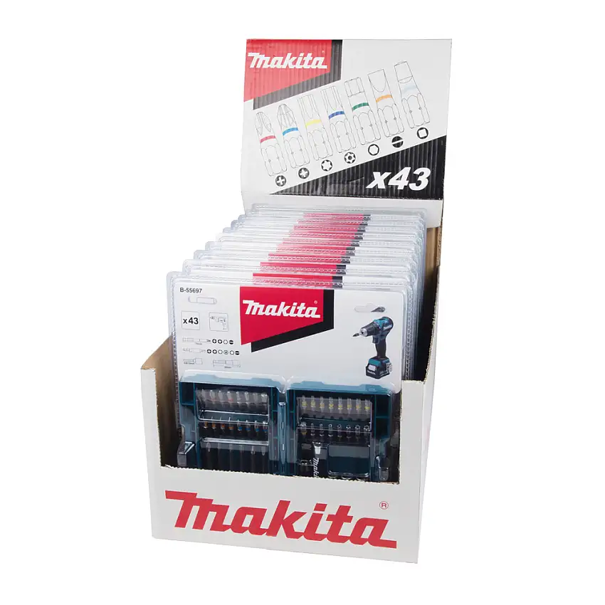 Bitssats MakitaB-55697 43 delar med Förvaringslåda