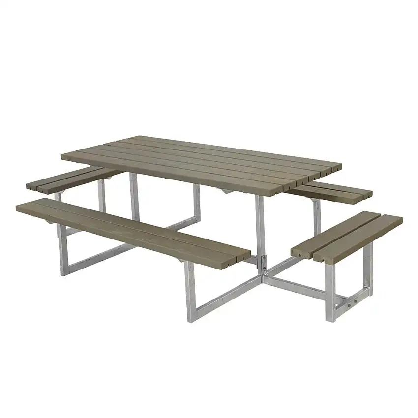 Picknickbord PLUSBasic med Extra Sittplatser Gråbrun Utomhus