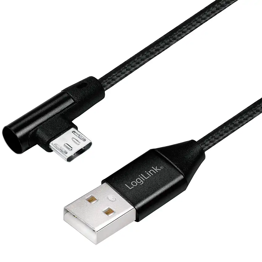 Vinklad MicroUSB-kabel LogiLinkUSB 2.0 15W 1 m