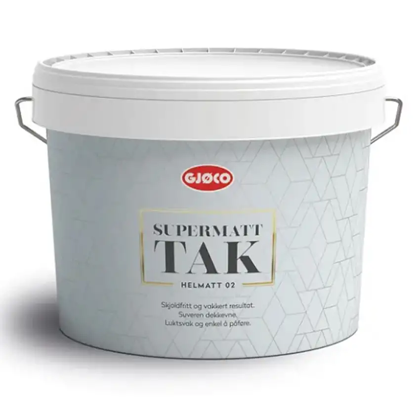 Takfärg GjøcoSupermatt VitVolym: 9 liter
