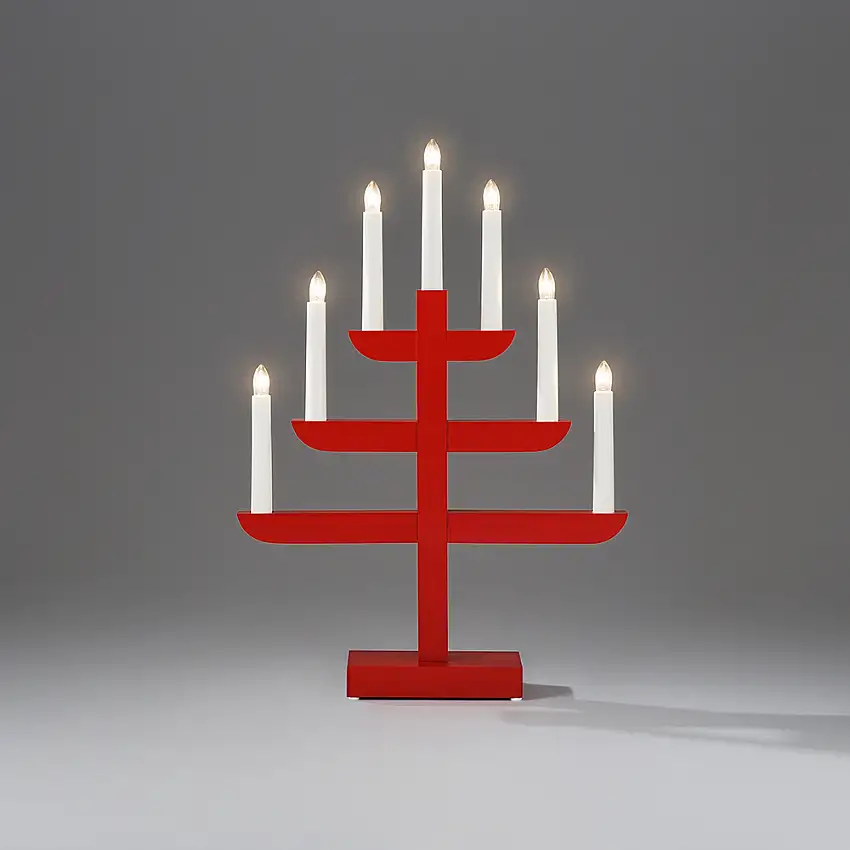 Adventsljusstake Gnosjö Konstsmide7L på Fot H46Röd
