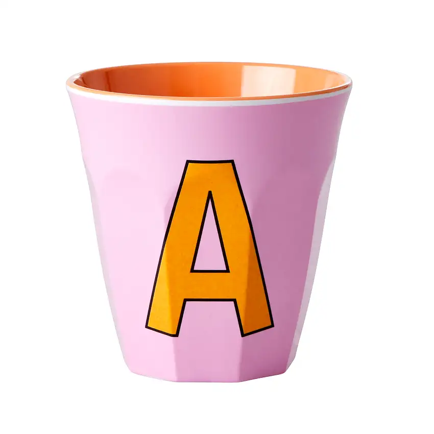 Melaminkopp RiceMedium Bokstav A 30 clRosa/Orange