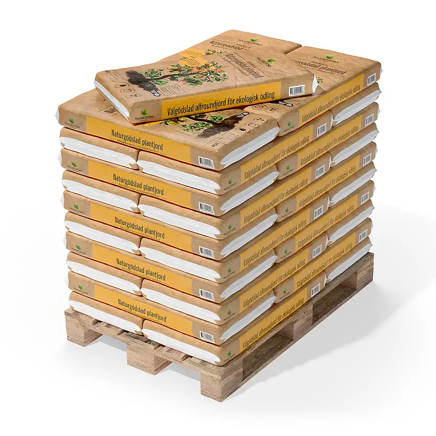 Planteringsjord Hasselfors GardenNaturgödslad & KRAV-Märkt Trädgårdsjord på Pall - 51x40L