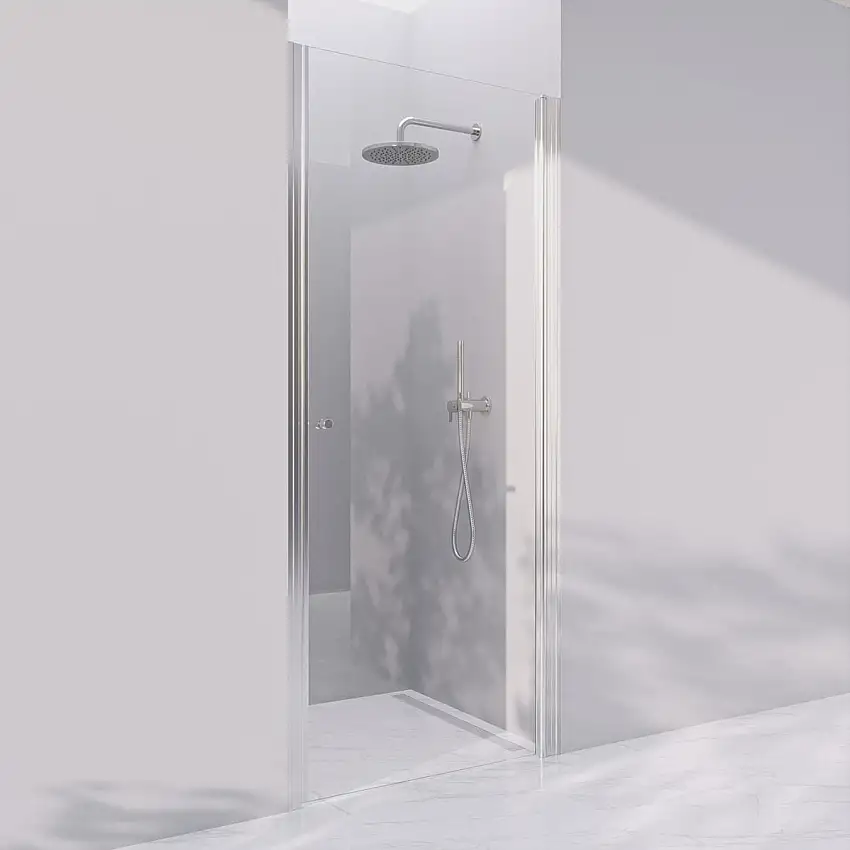 Duschdörr InvitreaPrime PN2 med GlasrengöringGlastyp: Bronstonat Glas, Handtag: Blankpolerad Fingergreppsknopp, Profil: Blankpolerad, Hängning: Vänsterhängd, Bredd: 800 mm