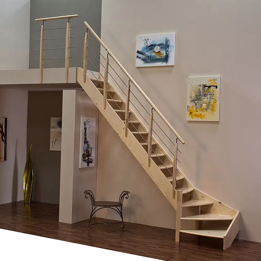 Skyddsräcke Byggeraför Lofttrappa Complete/PrimaGran/Rostfritt stål 1 m