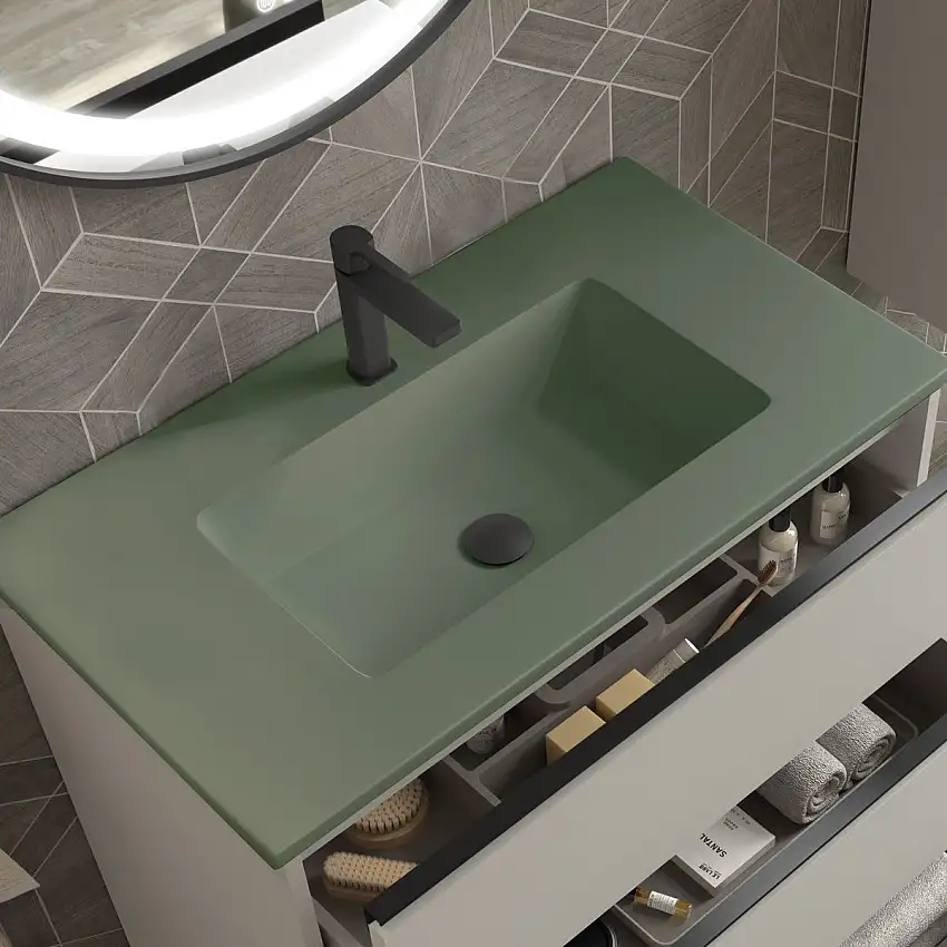 Tvättställ TenforsAlpin Solid SurfaceBredd 800 mm, Salvia