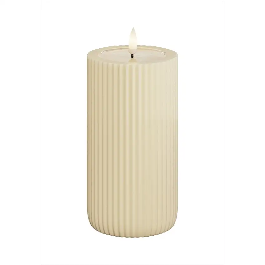 LED-Blockljus UNIQUE CandlesStripe 8x15 cm