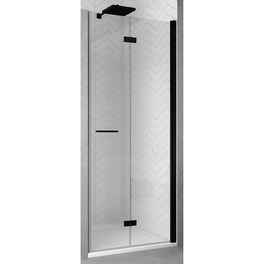Duschdörr SanSwissSolino VikbarB: 800 mm, Profil: Mattsvart, Hägning: Höger