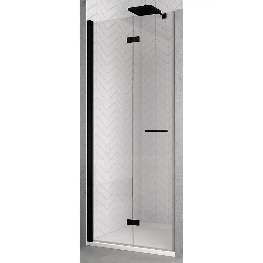 Duschdörr SanSwissSolino VikbarB: 800 mm, Profil: Mattsvart, Hägning: Vänster